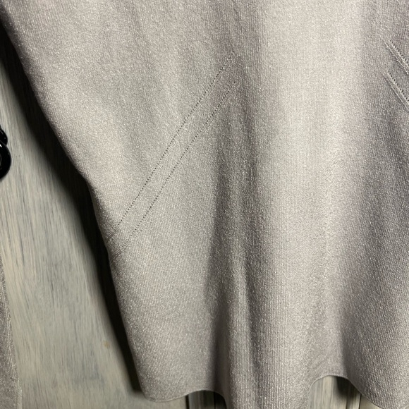 Adrienne Vittadini Soft Grey Fitted Ballet Neck Open Back Bell Sleeve Sweater - Picture 3 of 7